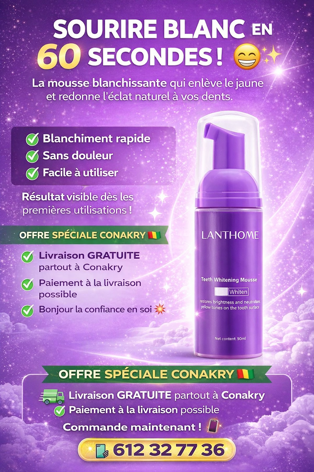 Lanthome V34 – Blanchiment dentaire rapide, efficace et sans douleur
